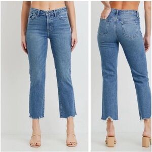 Just Black Light Blue High-Rise Cropped Straight Jeans
